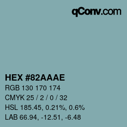 Color code: HEX #82AAAE | qconv.com