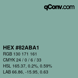 Farbcode: HEX #82ABA1 | qconv.com