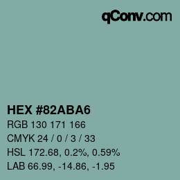 Farbcode: HEX #82ABA6 | qconv.com