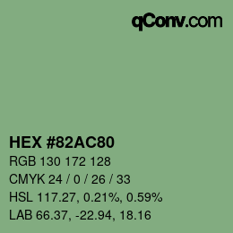Farbcode: HEX #82AC80 | qconv.com
