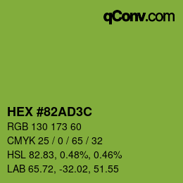 Color code: HEX #82AD3C | qconv.com