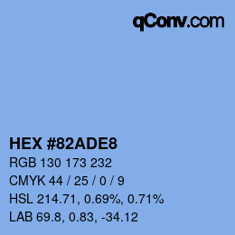 Color code: HEX #82ADE8 | qconv.com