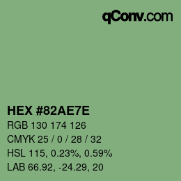Color code: HEX #82AE7E | qconv.com
