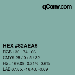 カラーコード: HEX #82AEA6 | qconv.com
