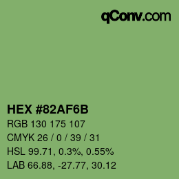 Color code: HEX #82AF6B | qconv.com