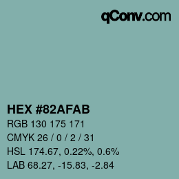 Color code: HEX #82AFAB | qconv.com