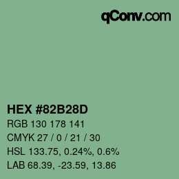 颜色代码: HEX #82B28D | qconv.com