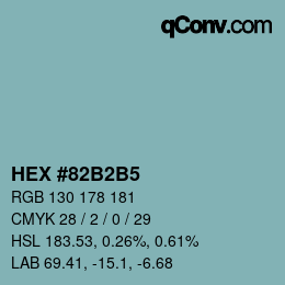 颜色代码: HEX #82B2B5 | qconv.com