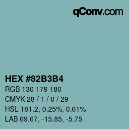 カラーコード: HEX #82B3B4 | qconv.com