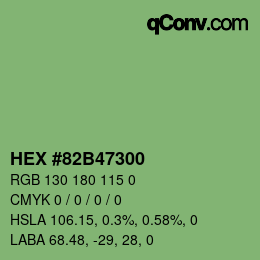 Farbcode: HEX #82B47300 | qconv.com