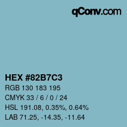 カラーコード: HEX #82B7C3 | qconv.com