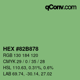 カラーコード: HEX #82B878 | qconv.com