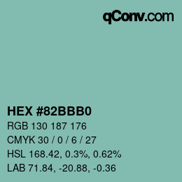 Color code: HEX #82BBB0 | qconv.com