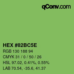Farbcode: HEX #82BC5E | qconv.com