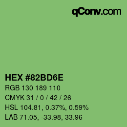カラーコード: HEX #82BD6E | qconv.com