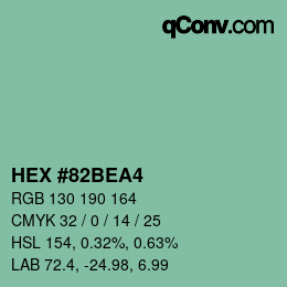 カラーコード: HEX #82BEA4 | qconv.com