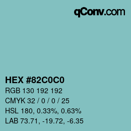 Color code: HEX #82C0C0 | qconv.com