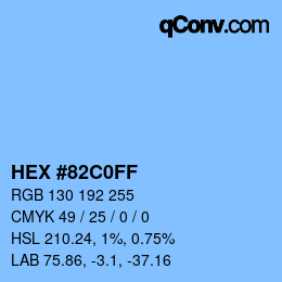 Color code: HEX #82C0FF | qconv.com