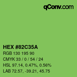 Farbcode: HEX #82C35A | qconv.com