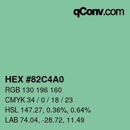 颜色代码: HEX #82C4A0 | qconv.com