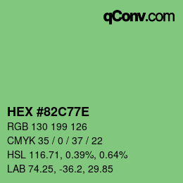 Color code: HEX #82C77E | qconv.com