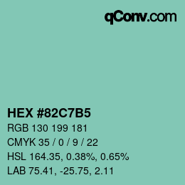 颜色代码: HEX #82C7B5 | qconv.com