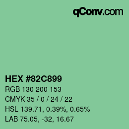 カラーコード: HEX #82C899 | qconv.com