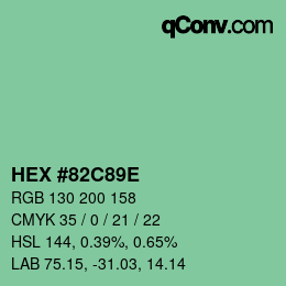 Color code: HEX #82C89E | qconv.com