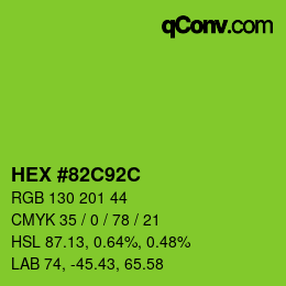 Color code: HEX #82C92C | qconv.com