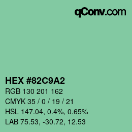 カラーコード: HEX #82C9A2 | qconv.com