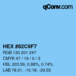 カラーコード: HEX #82C9F7 | qconv.com