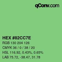 Color code: HEX #82CC7E | qconv.com