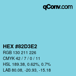 カラーコード: HEX #82D3E2 | qconv.com