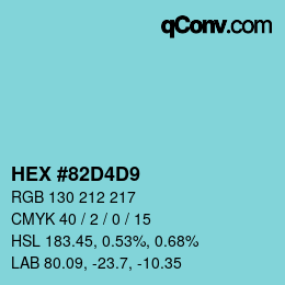 Código de color: HEX #82D4D9 | qconv.com