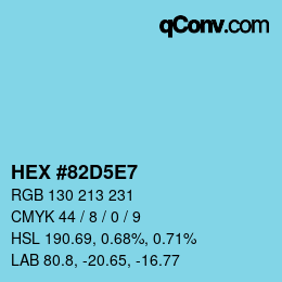 カラーコード: HEX #82D5E7 | qconv.com