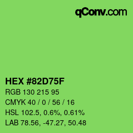 カラーコード: HEX #82D75F | qconv.com