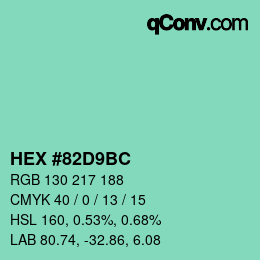 颜色代码: HEX #82D9BC | qconv.com