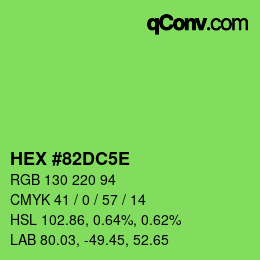 カラーコード: HEX #82DC5E | qconv.com