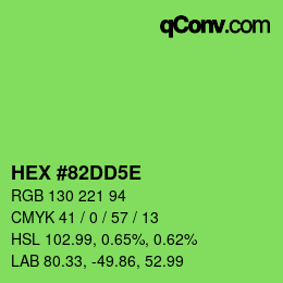 カラーコード: HEX #82DD5E | qconv.com