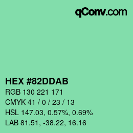 Color code: HEX #82DDAB | qconv.com