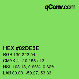 Farbcode: HEX #82DE5E | qconv.com