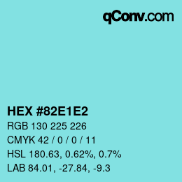 カラーコード: HEX #82E1E2 | qconv.com