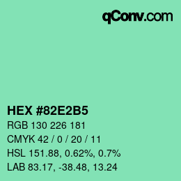 カラーコード: HEX #82E2B5 | qconv.com