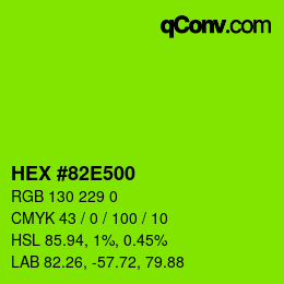 Farbcode: HEX #82E500 | qconv.com