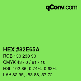 Color code: HEX #82E65A | qconv.com