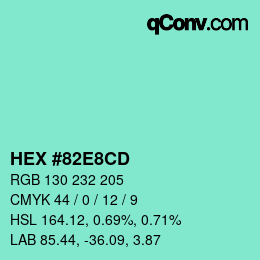 Color code: HEX #82E8CD | qconv.com