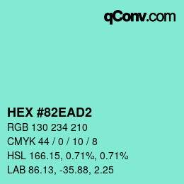 Color code: HEX #82EAD2 | qconv.com