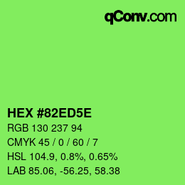 Código de color: HEX #82ED5E | qconv.com