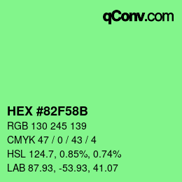 颜色代码: HEX #82F58B | qconv.com