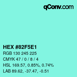 Color code: HEX #82F5E1 | qconv.com